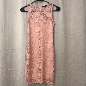 Light Pink Bodycon Lace Mini Dress